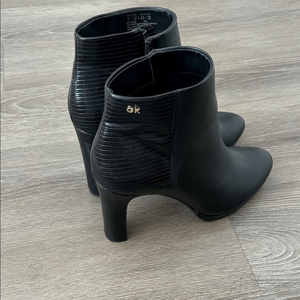 Calvin Klein Leather Black Ankle Boots